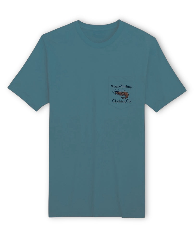 Camo-Back Short Sleeve Pocketed T-Shirt - Slate