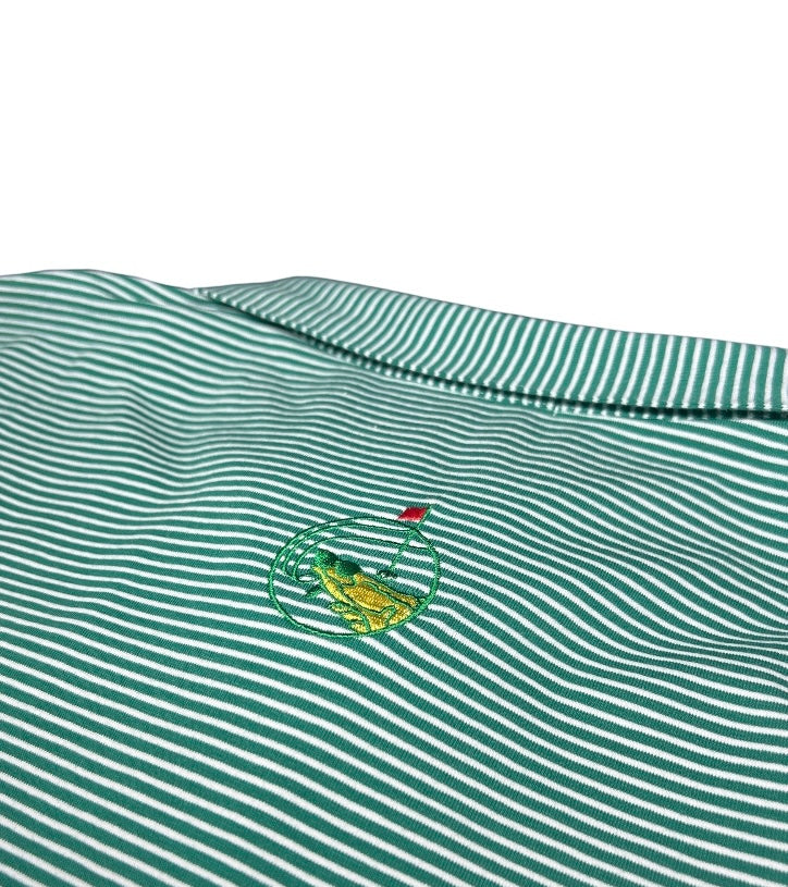 Men’s Polo - Masters Green Striped with Free Keychain