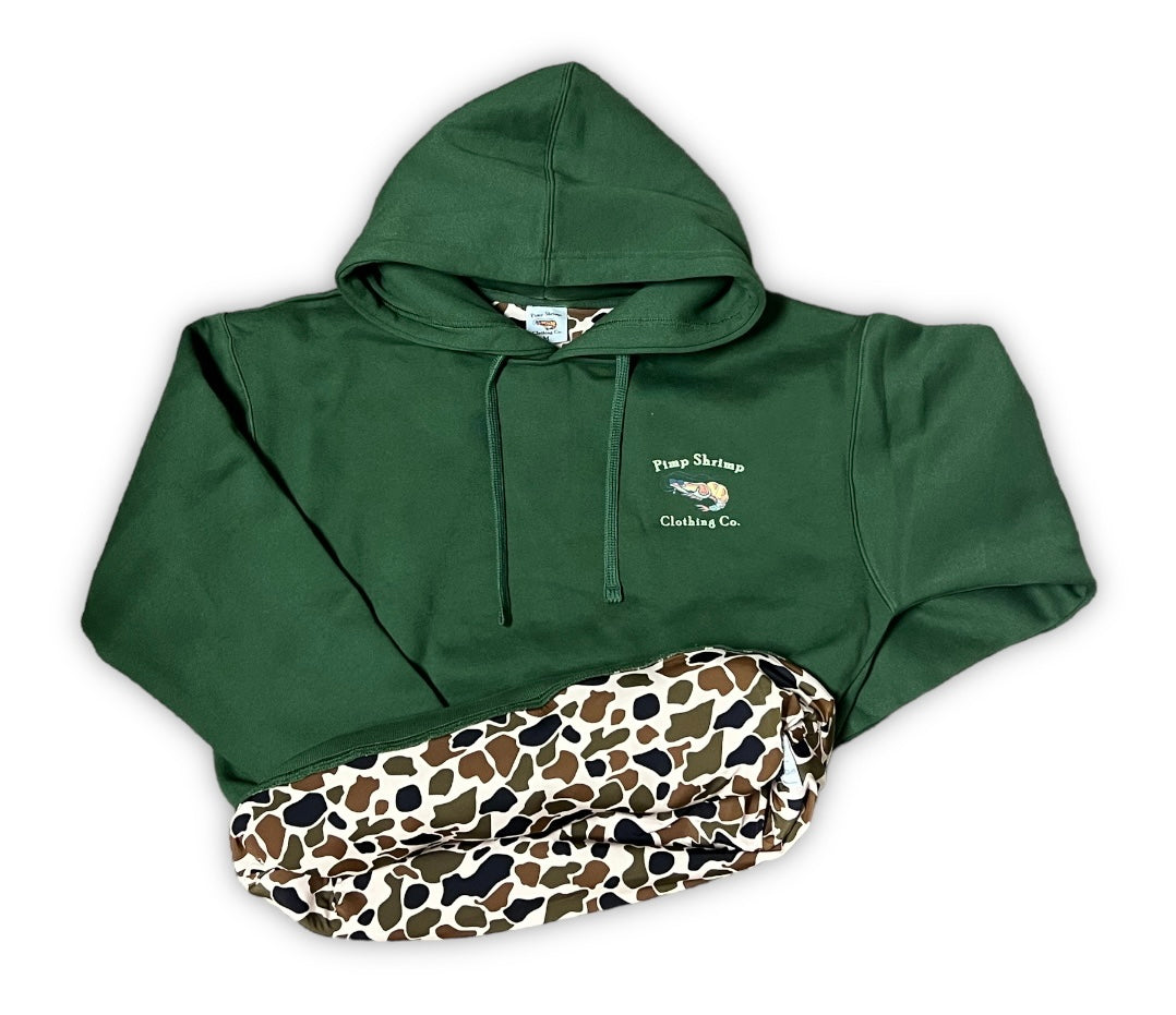 Forest Green Camo-Back Mid-Weight Hoodie