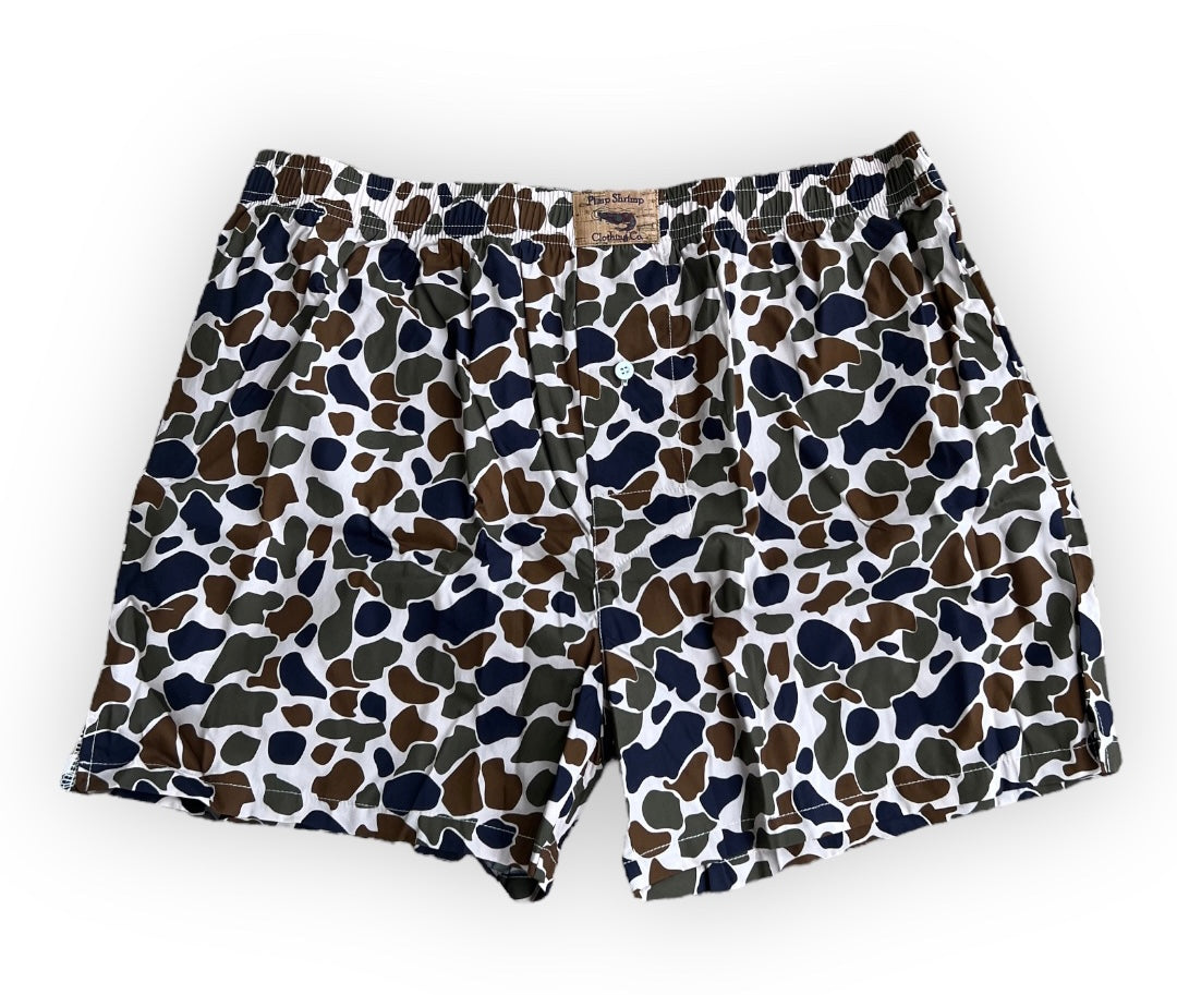 100% Comfort Cotton Old School Camo Boxer Shorts – Pimp Shrimp Clothing