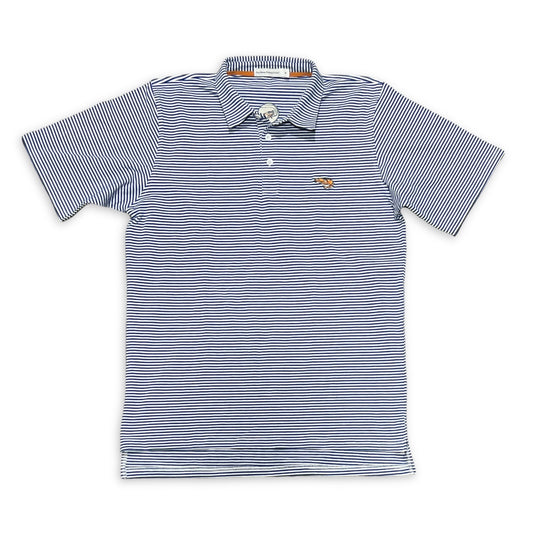 Men’s Polo - Dark Blue Striped with Free Keychain