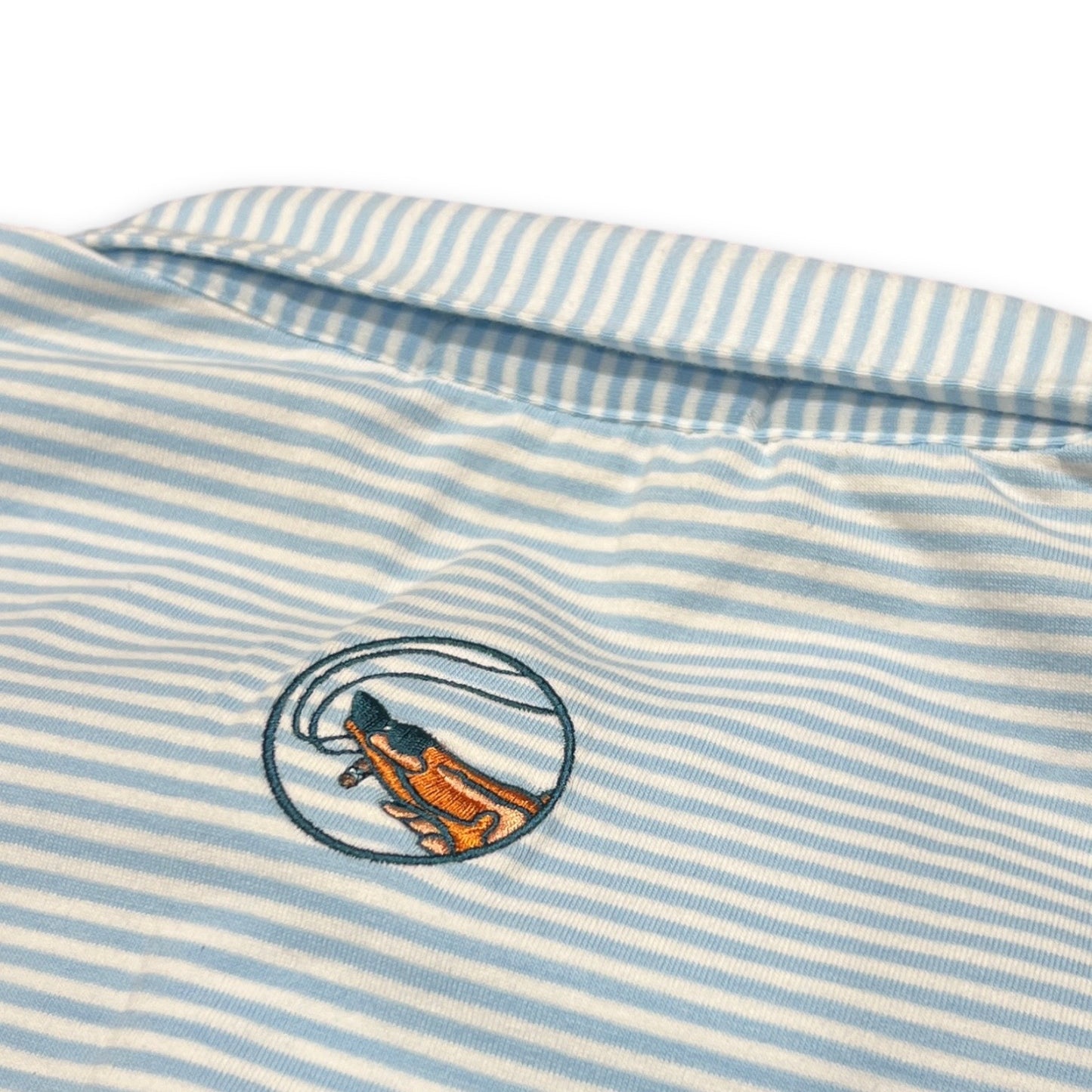 Men’s Polo - Light Blue Striped with Free Keychain