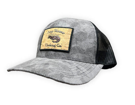 Grey Camo Suede Trucker