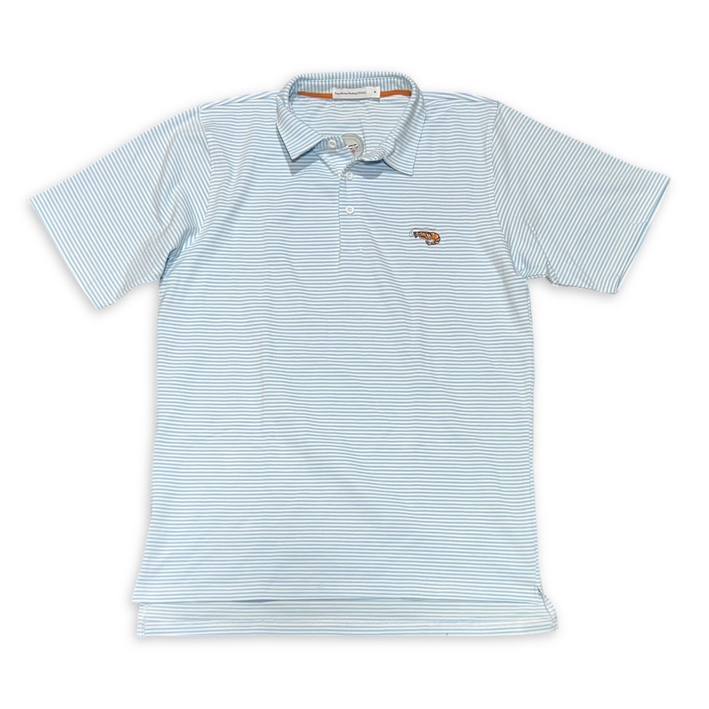 Men’s Polo - Light Blue Striped with Free Keychain