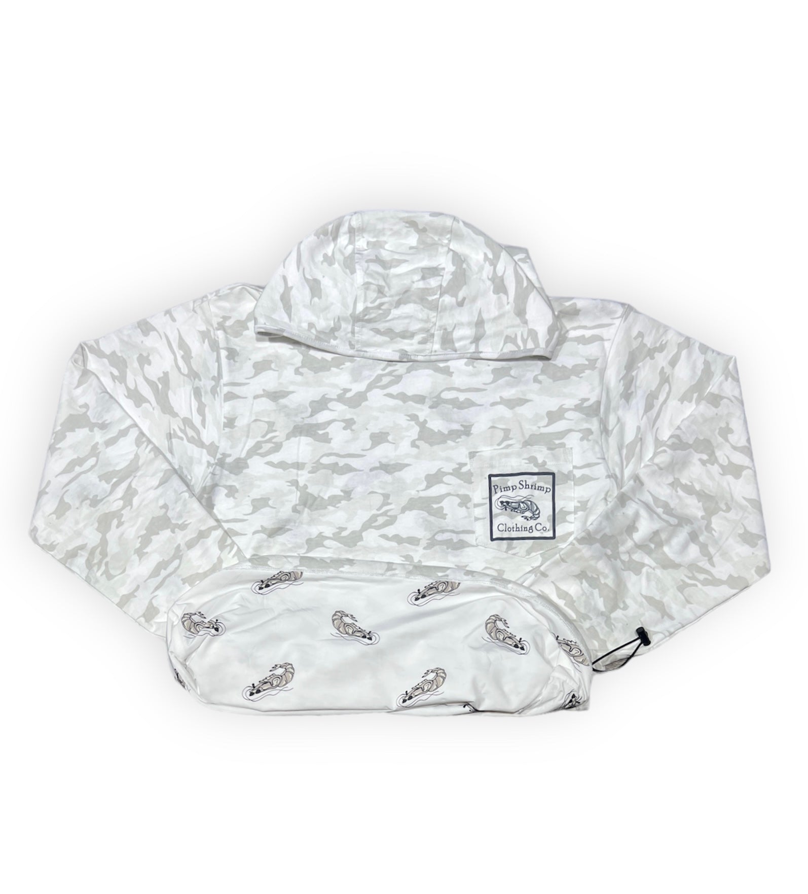 White Camo Comfort Lined T-Shirt Hoodie – Pimp Shrimp Clothing