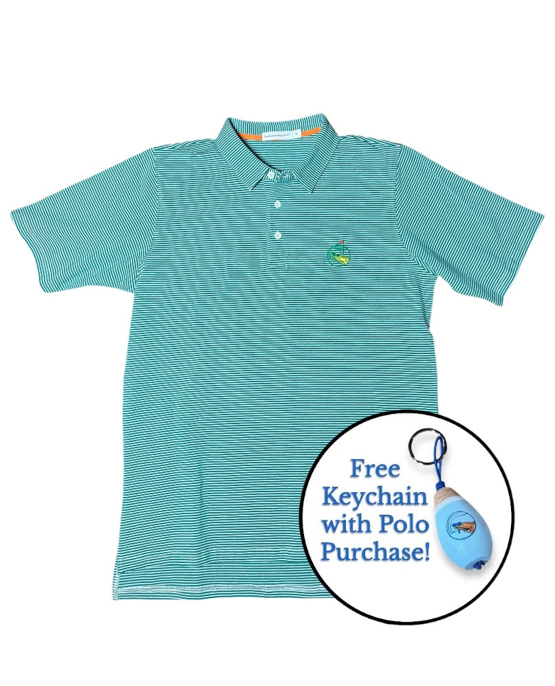 Men’s Polo - Masters Green Striped with Free Keychain