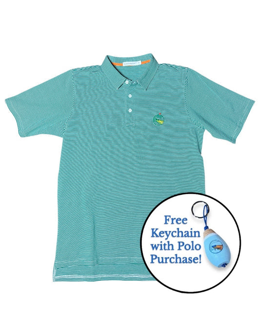Men’s Polo - Masters Green Striped with Free Keychain