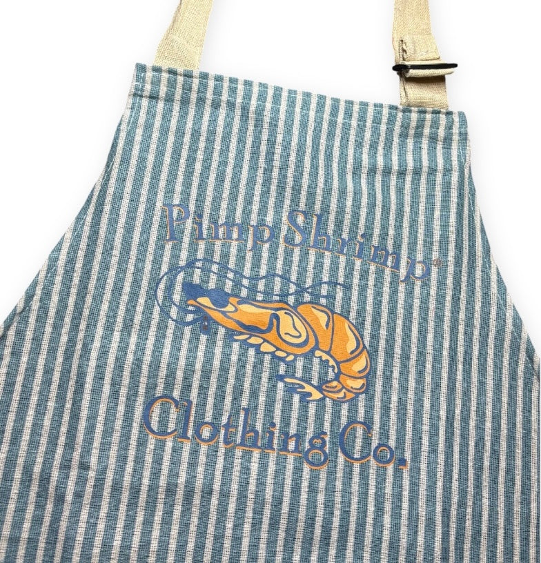 Slate Blue and White Striped Apron