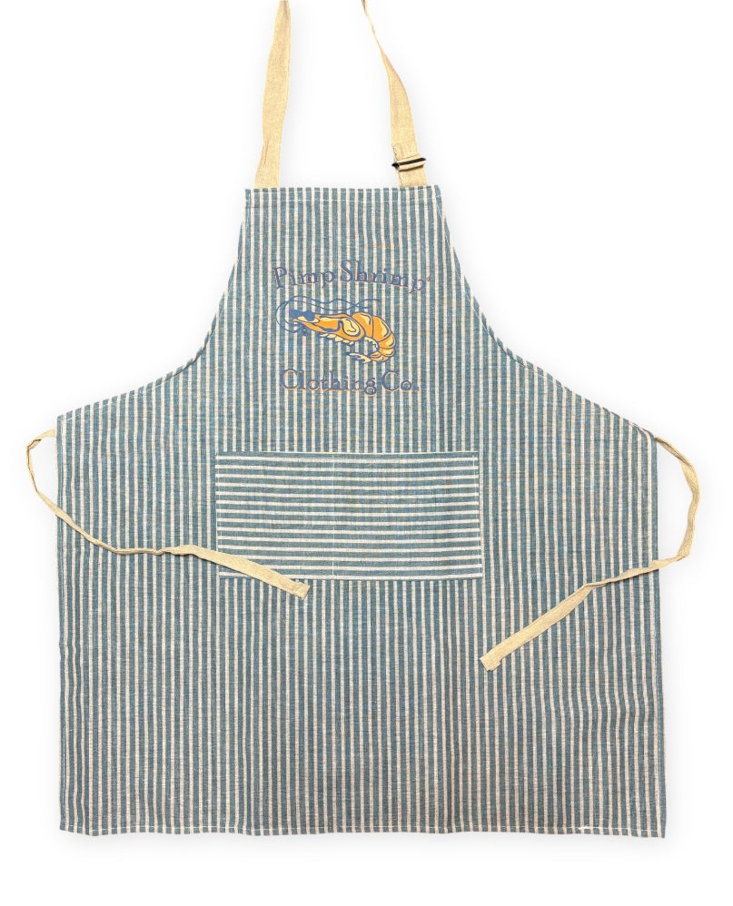 Slate Blue and White Striped Apron